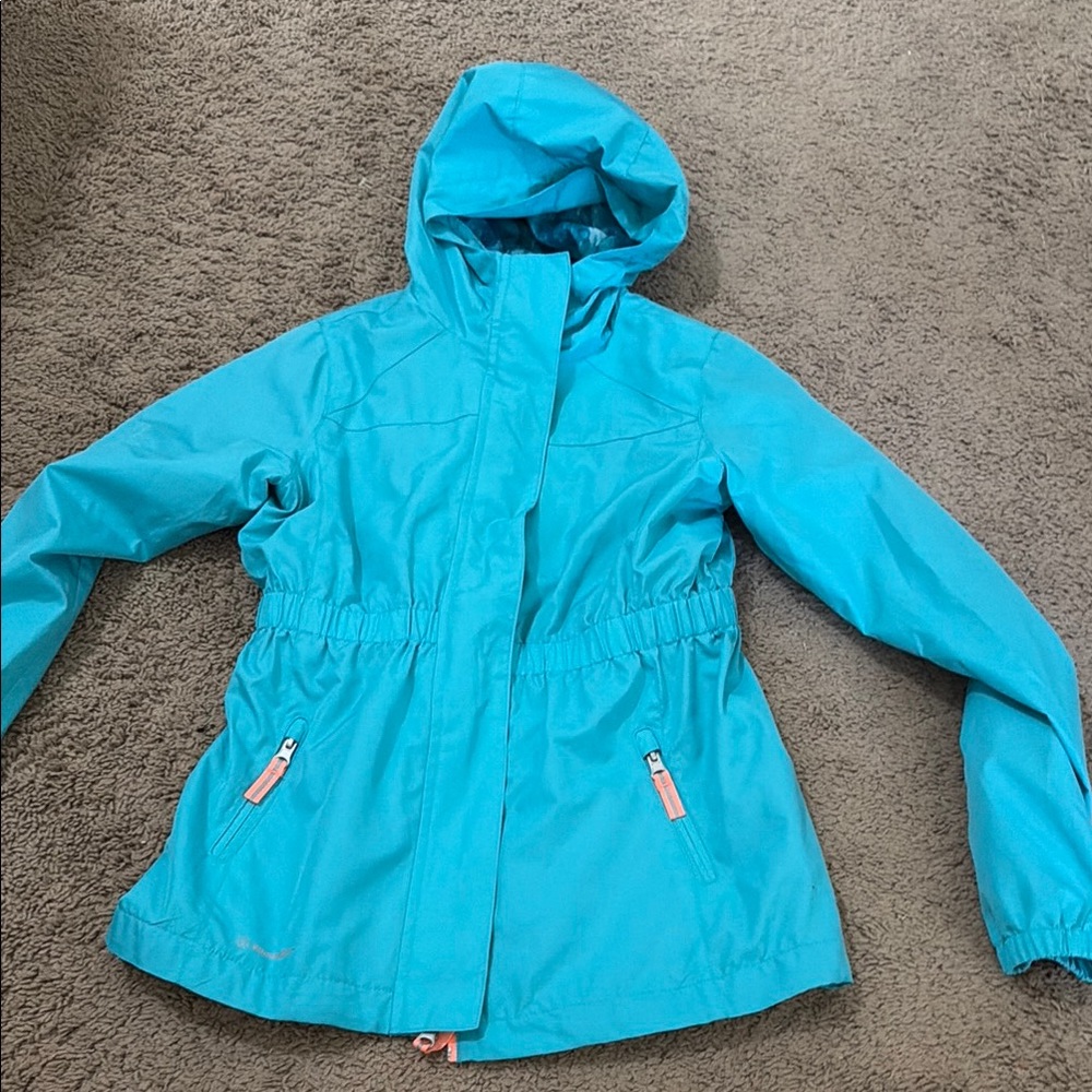 Kids' Teal Hooded Rain Jacket